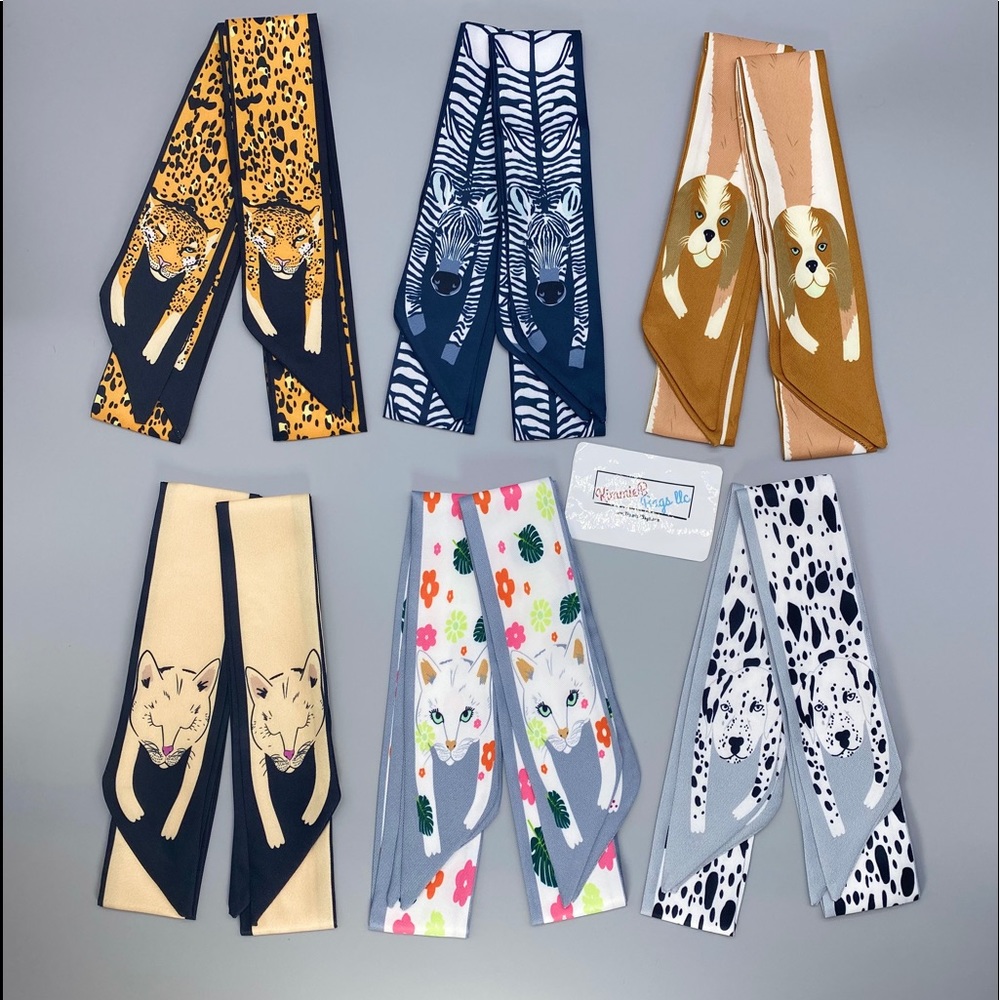 2 Animal Print Twilly Wraps Scarfs